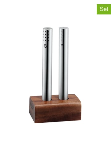 WMF 3tlg. Set: Salz- & Pfeffermühlen  in Hellbraun/ Silber - (H)15 cm x  Ø 1,5 cm