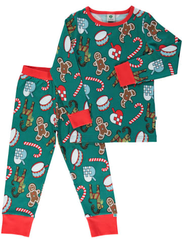 Småfolk Pyjama in Grün/ Rot