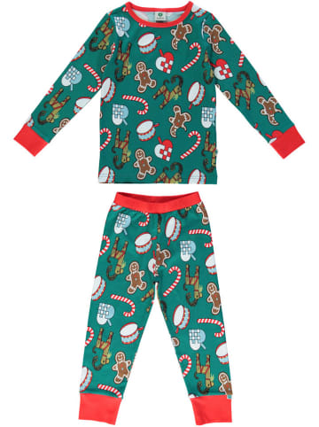 Småfolk Pyjama in Grün/ Rot