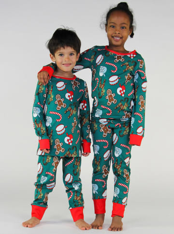 Småfolk Pyjama in Grün/ Rot