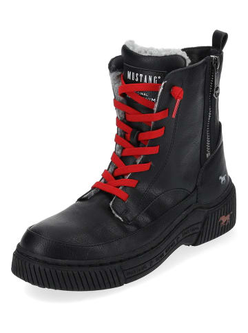 Mustang Leren boots zwart/rood