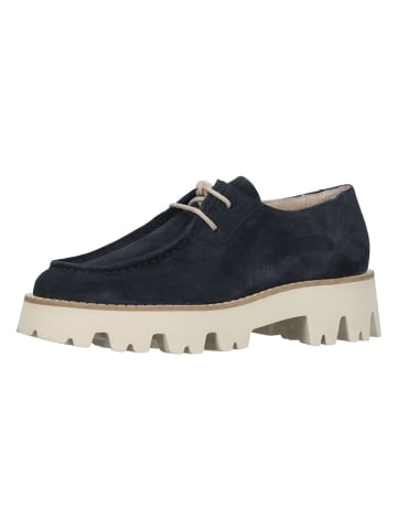 Paul Green Leder-Schnürschuhe in Dunkelblau/ Beige