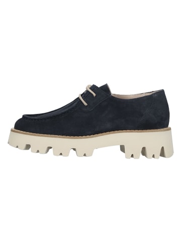 Paul Green Leder-Schnürschuhe in Dunkelblau/ Beige