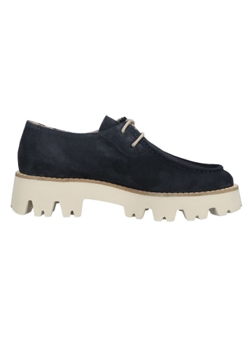 Paul Green Leder-Schnürschuhe in Dunkelblau/ Beige