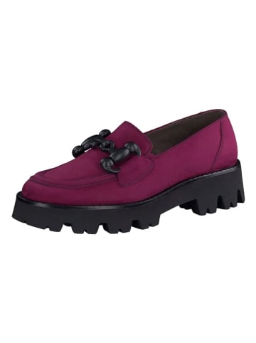 Paul Green Leren mocassins paars/zwart