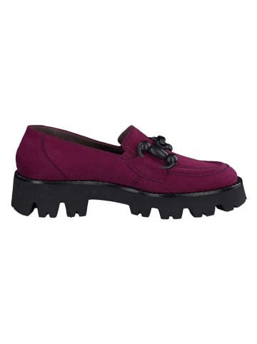 Paul Green Leren mocassins paars/zwart