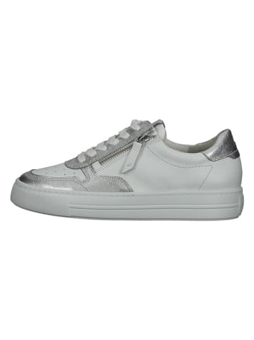Paul Green Leren sneakers wit/zilverkleurig