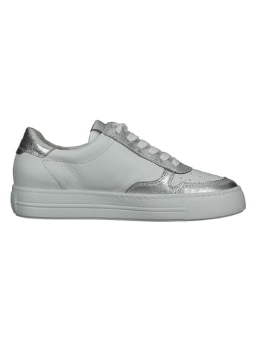 Paul Green Leren sneakers wit/zilverkleurig