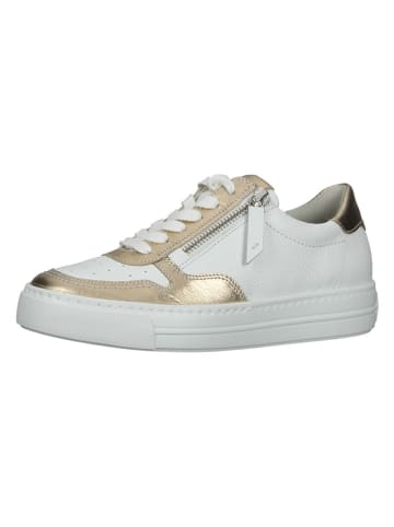 Paul Green Leder-Sneakers in Weiß/ Gold