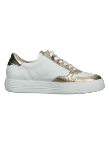 Paul Green Leder-Sneakers in Weiß/ Gold