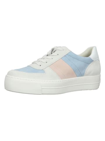 Paul Green Leder-Sneakers in Weiß/ Hellblau/ Rosa