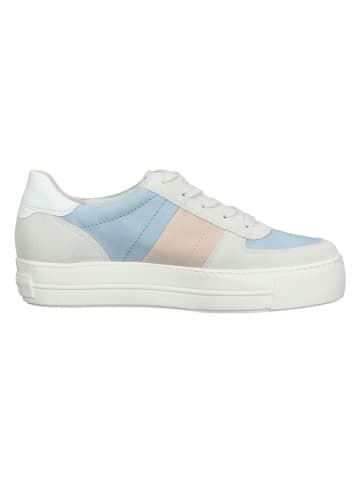 Paul Green Leder-Sneakers in Weiß/ Hellblau/ Rosa