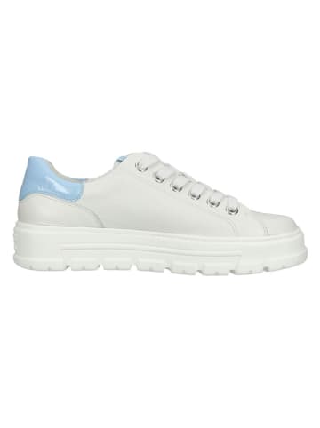 Paul Green Leder-Sneakers in Weiß/ Hellblau