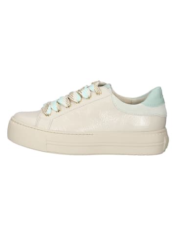 Paul Green Leder-Sneakers in Beige/ Hellblau