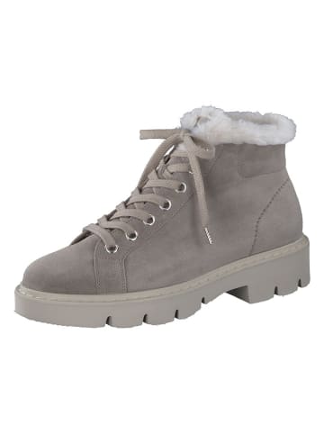 Paul Green Leder-Winterboots in Grau/ Weiß
