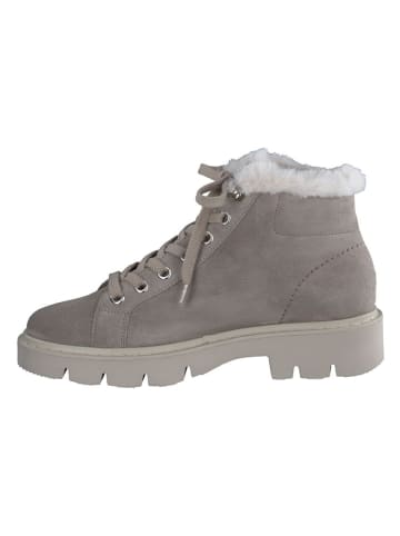 Paul Green Leder-Winterboots in Grau/ Weiß