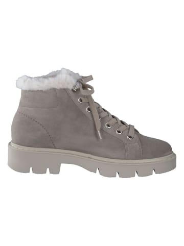 Paul Green Leder-Winterboots in Grau/ Weiß
