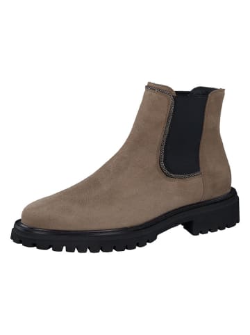 Paul Green Leder-Chelsea-Boots in Braun/ Schwarz