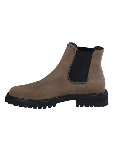 Paul Green Leder-Chelsea-Boots in Braun/ Schwarz