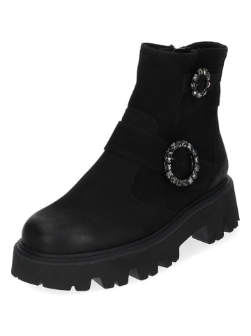 Paul Green Leder-Boots in Schwarz