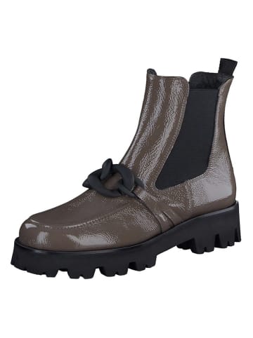 Paul Green Leder-Chelsea-Boots in Braun/ Schwarz