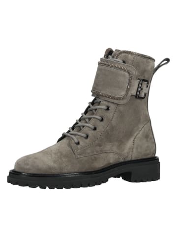 Paul Green Leder-Stiefeletten in Khaki