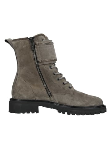 Paul Green Leder-Stiefeletten in Khaki