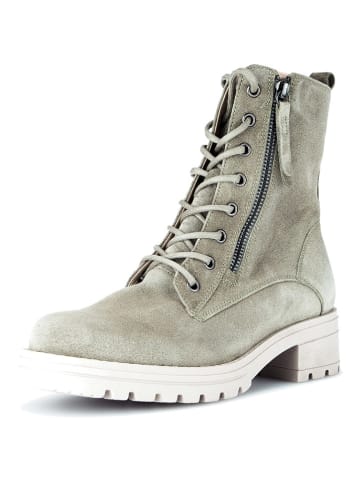 Gabor Leder-Stiefeletten in Khaki/ Weiß
