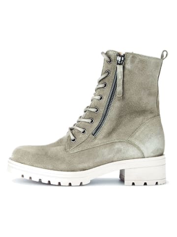 Gabor Leder-Stiefeletten in Khaki/ Weiß