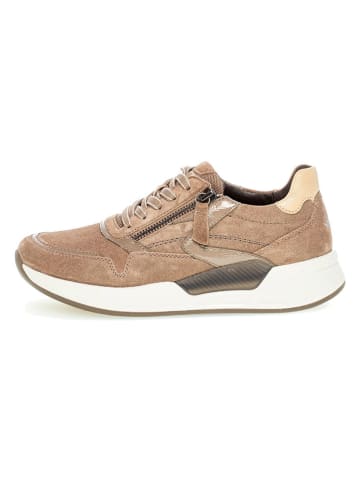 Gabor Leder-Sneakers in Hellbraun/ Beige/ Weiß