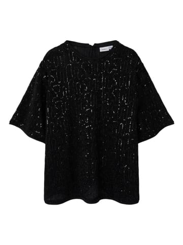 name it Paillettenblouse "Runic" zwart