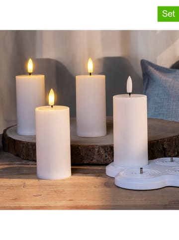 Hollybell 4-delige set: ledkaarsen wit - (H)10 cm - Ø 5 cm