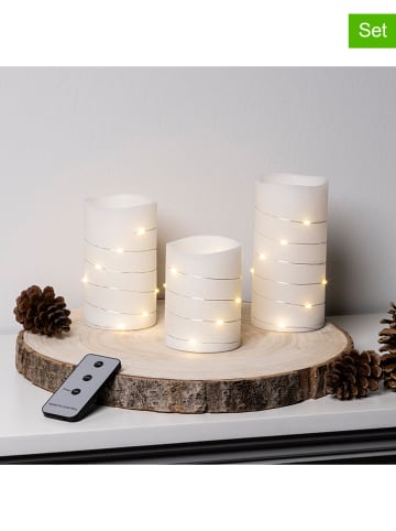 Hollybell 3-delige set: ledkaarsen wit