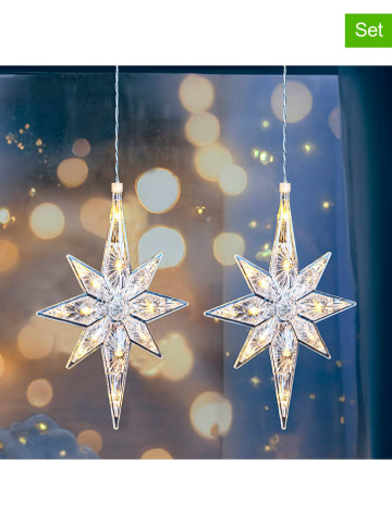 Hollybell 2-delige set: decoledlampen "Star" transparant - (B)19,5 x (H)27,5 cm
