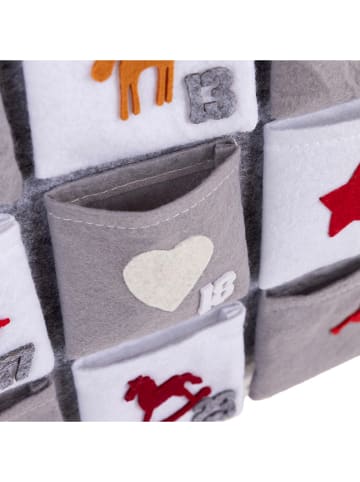 Profiline Adventskalender in Grau/ Weiß/ Rot - (B)49,5 x (H)52 cm