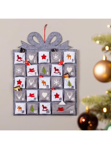 Profiline Adventskalender in Grau/ Weiß/ Rot - (B)49,5 x (H)52 cm