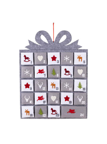 Profiline Adventskalender in Grau/ Weiß/ Rot - (B)49,5 x (H)52 cm