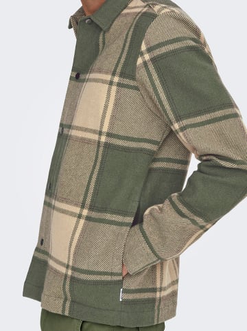 ONLY & SONS Hemdjacke in Khaki/ Beige/ Grün