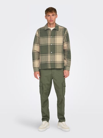 ONLY & SONS Hemdjacke in Khaki/ Beige/ Grün