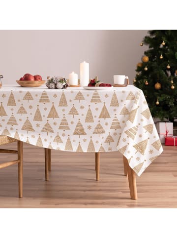 Mint Rugs Obrus "Christmas Zuria" w kolorze biało-musztardowym