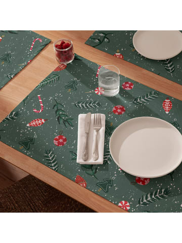 Mint Rugs 2-delige set: placemats "Christmas Maison" groen - (L)50 x (B)40 cm