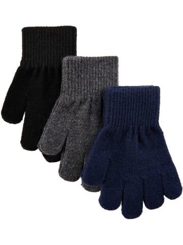 mikk-line 3er-Set: Fingerhandschuhe in Anthrazit/ Dunkelblau