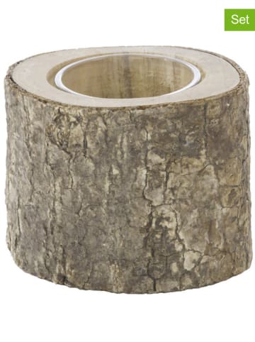 CHAKS 6er-Set: Kerzenhalter in Braun - (H)6 x Ø 6 cm