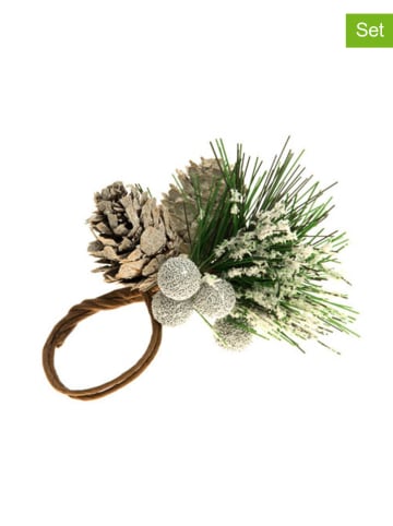 CHAKS 4-delige set: servetringen groen/lichtbruin - (H)11 cm