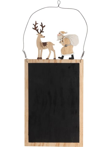 CHAKS Tafel "Deer and Santa" in Schwarz/ Hellbraun - (B)20 x (H)48 cm