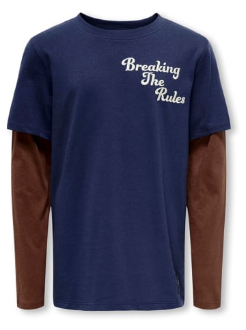 KIDS ONLY Longsleeve "Dudley" in Blau/ Braun
