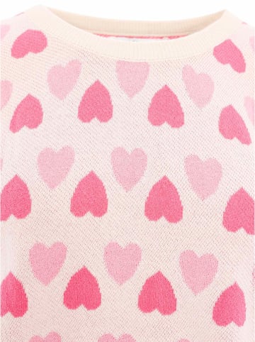 Zwillingsherz Pullover "Gestrickte-Herzen" in Beige/ Pink
