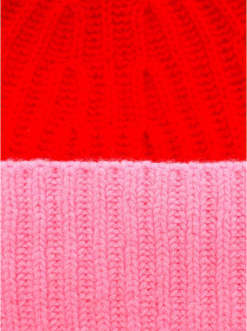 Zwillingsherz Kaschmir-Mütze in Rot/ Rosa