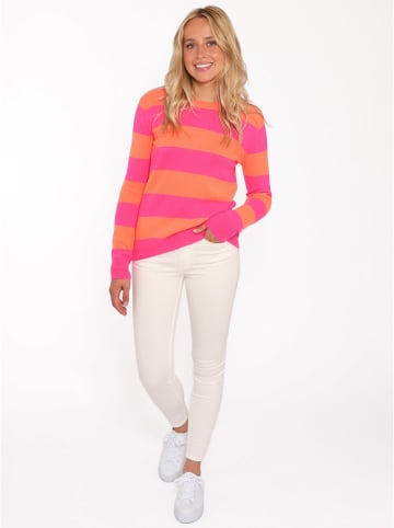 Zwillingsherz Kaschmir-Pullover in Orange/ Pink