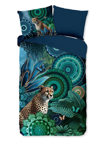 Hip Satijnen beddengoedset "Nyah" blauw/groen